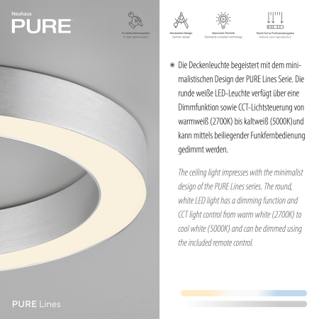 6310-95 PURE LINES ROUND LAMPA SUFITOWA STALOWA