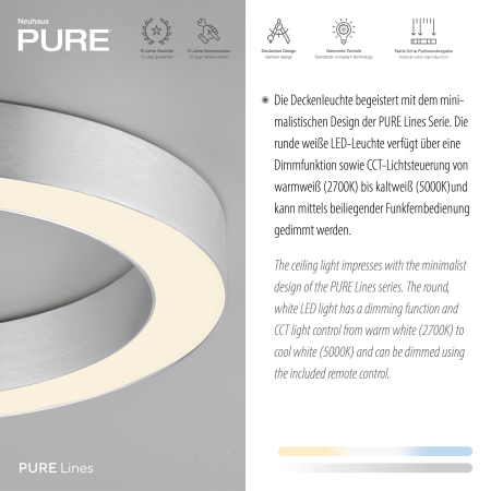 6310-95 PURE LINES ROUND LAMPA SUFITOWA STALOWA