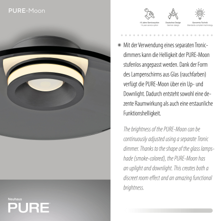 6094-15 PURE MOON LAMPA SUFITOWA SZARA