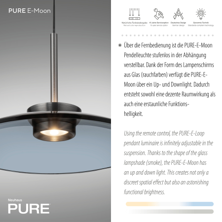 2195-15 PURE E-MOON LAMPA WISZĄCA SZARA