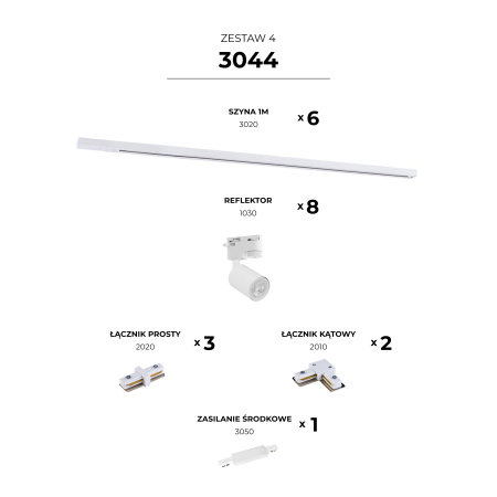 3044 ZESTAW 4 SZYNOPRZEWODY WHITE JEDNOOBWODOWY