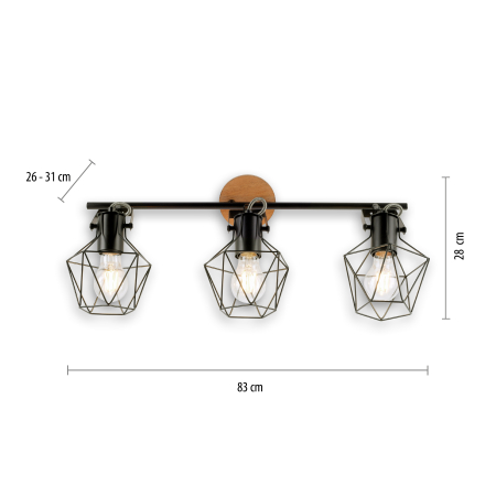 15673-78 JARO LAMPA SUFITOWA CZARNY/DREWNO