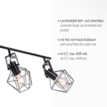15674-78 JARO LAMPA SUFITOWA CZARNY/DREWNO