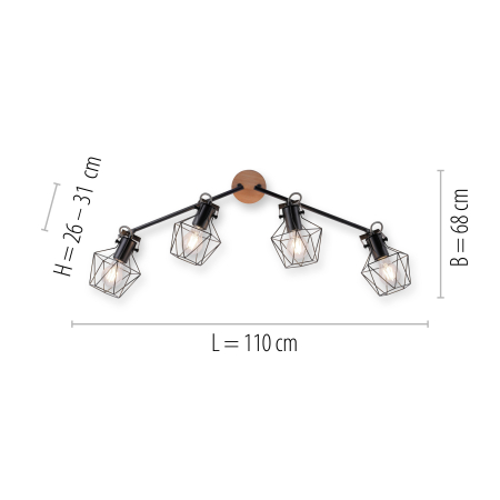 15674-78 JARO LAMPA SUFITOWA CZARNY/DREWNO