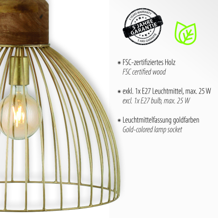11489-60 ALAMI LAMPA WISZĄCA MATOWY MOSIĄDZ