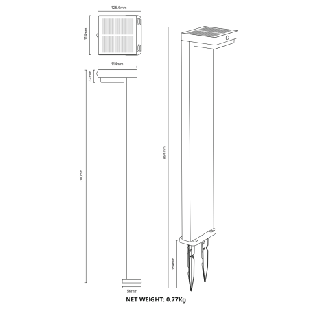 PT33813 GRID LAMPA OGRODOWA ZEWNĘTRZNA SOLARNA CZARNA/BLACK