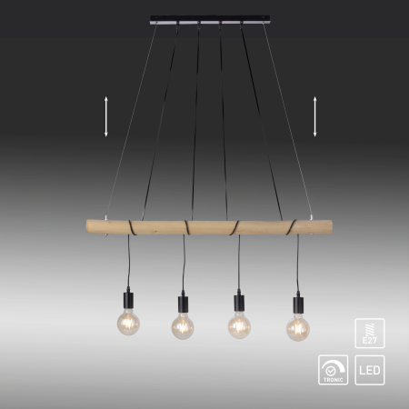 15505-18 TERO LAMPA WISZĄCA DREWNO/CZARNY