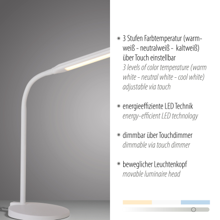 11030-16 ELLY LAMPA STOŁOWA BIAŁY
