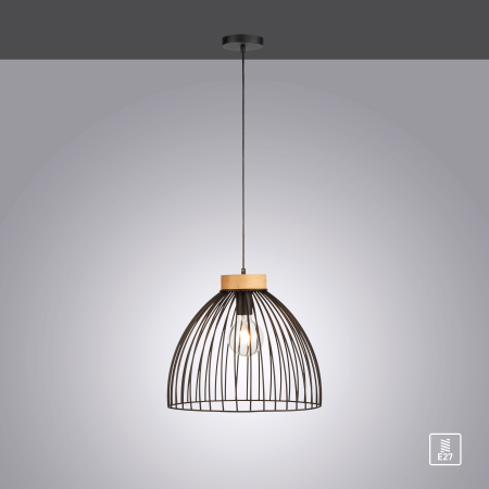 11419-18 LAMI LAMPA WISZĄCA CZARNY/DREWNO