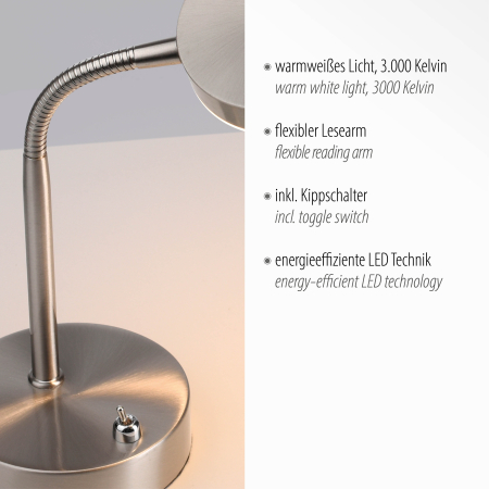 14419-55 HENSKEN LAMPA STOŁOWA SREBRNY