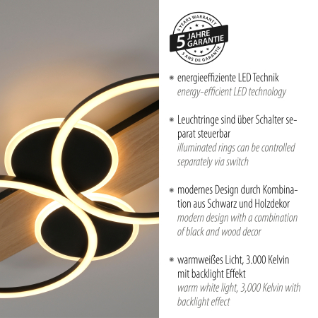 14552-18 TROOPER LAMPA SUFITOWA CZARNY/DREWNO