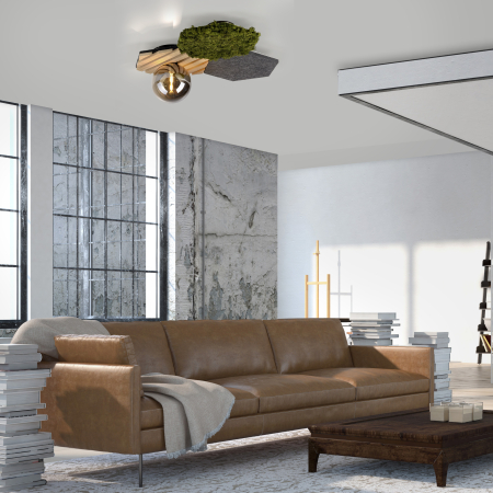 15199-70 GREEN HEX LAMPA SUFITOWA NATURALNY MECH/DREWNO