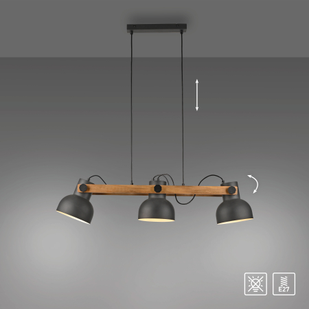 15743-18 CUP 2.0 LAMPA WISZĄCA CZARNY/DREWNO