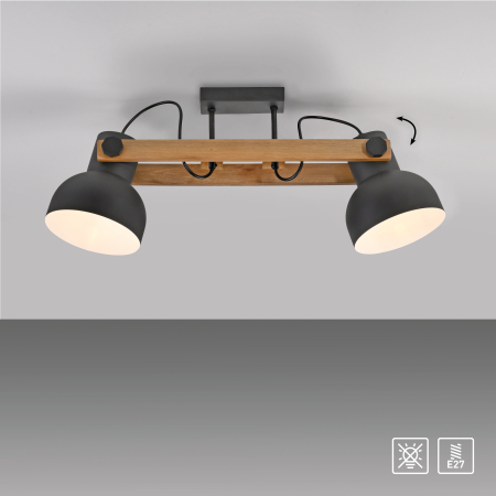 15744-18 CUP 2.0 LAMPA SUFITOWA CZARNY/DREWNO