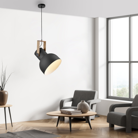 15747-18 CUP 2.0 LAMPA WISZĄCA CZARNY/DREWNO