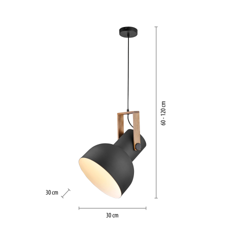 15747-18 CUP 2.0 LAMPA WISZĄCA CZARNY/DREWNO