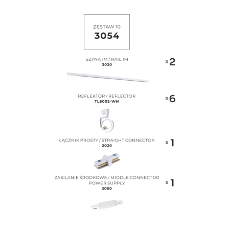 3054 ZESTAW 10 SZYNOPRZEWODY WHITE JEDNOOBWODOWY