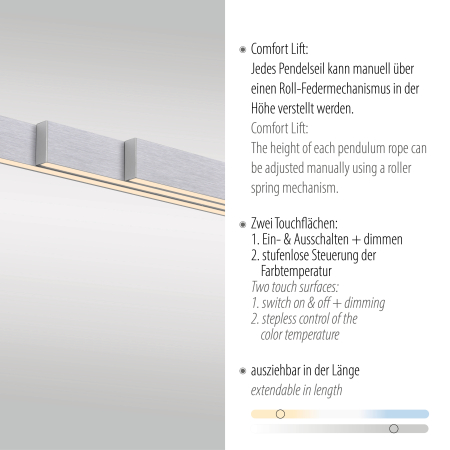 2598-95 ADRIANA COMFORT LIFT LAMPA WISZĄCA SREBRNY