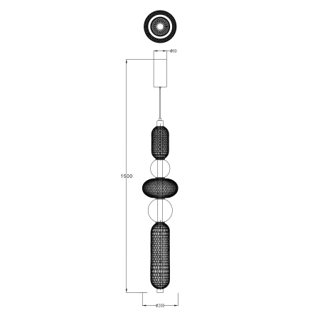 MD2596-5A-3BGT SARR LAMPA WISZĄCA CZARNY MAT+ZŁOTA/MATT BLACK+GOLD